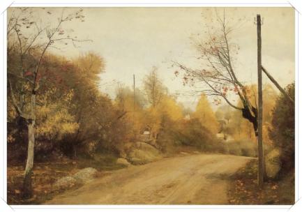 Ring, L.A.: The Mainroad at Mogenstrup. Autumn / (Landevejen ved Mogenstrup. Efterar. 1888):  