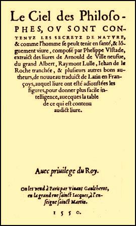 Ulstadius, Philippus; , : Le Ciel des Philosophes ou sont contenus les secets de nature.  ,   . ()