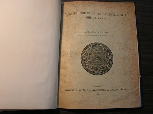 , ..: General theory of the oscillations of a ship on waves